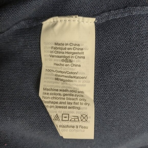 NWT J. Crew Mercantile blue 100% Cotton V-Neck bow pullover sweater ladies Large - Picture 7 of 7